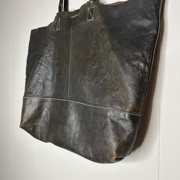 Banana Republic Faded brown Lambskin Leather Tote Hobo Bag with silver sparkle - Picture 13 of 16